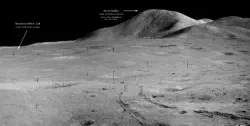 Vorschaubild - Panorama einer Mondlandschaft mit Mons Hadley - beschriftete Version