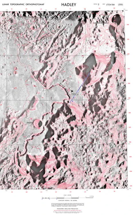 Topographische Karte der Landestelle von Apollo 15
